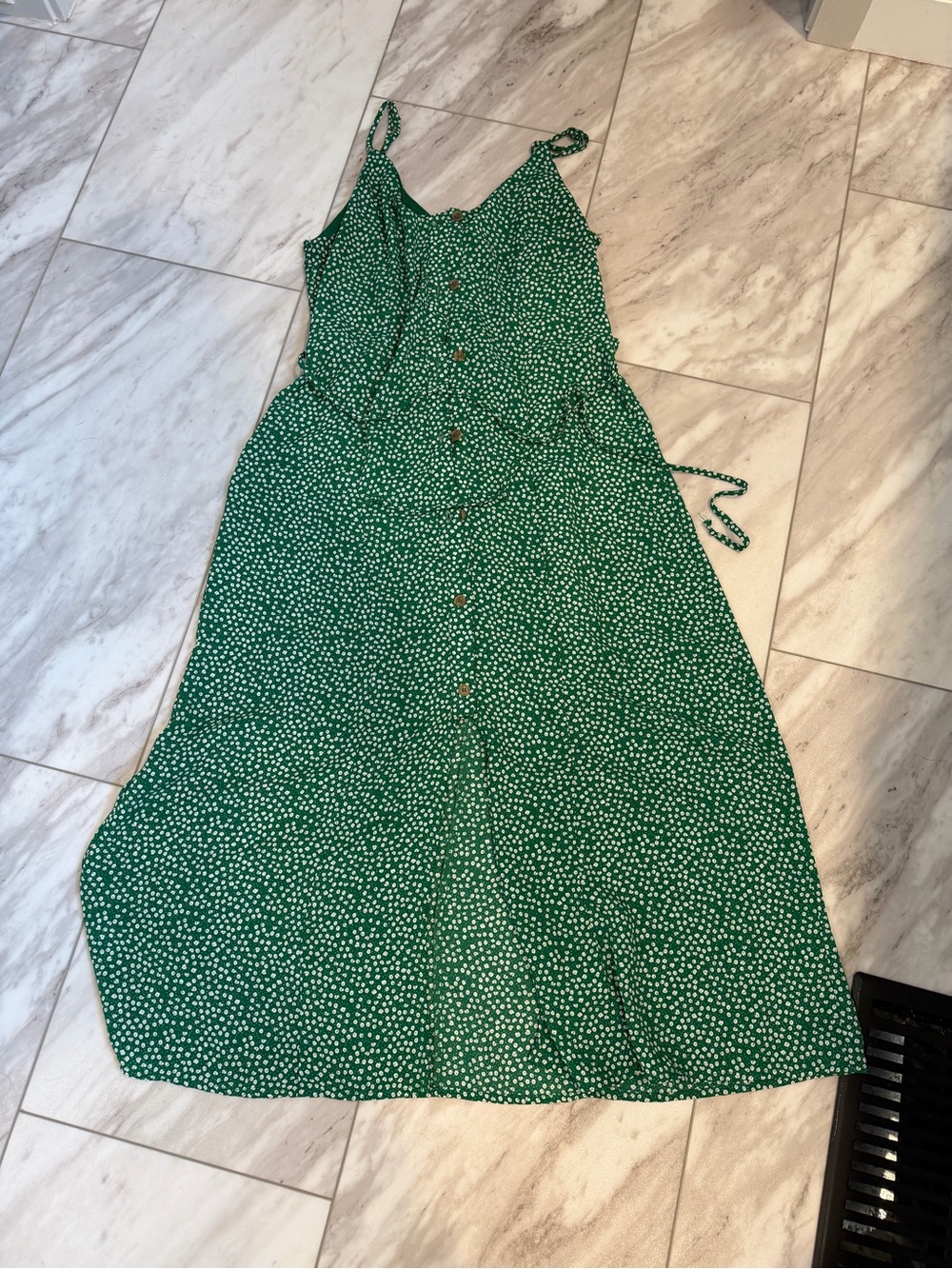 Sienna Sky Green Polka Dot Button-Front Maxi Dress